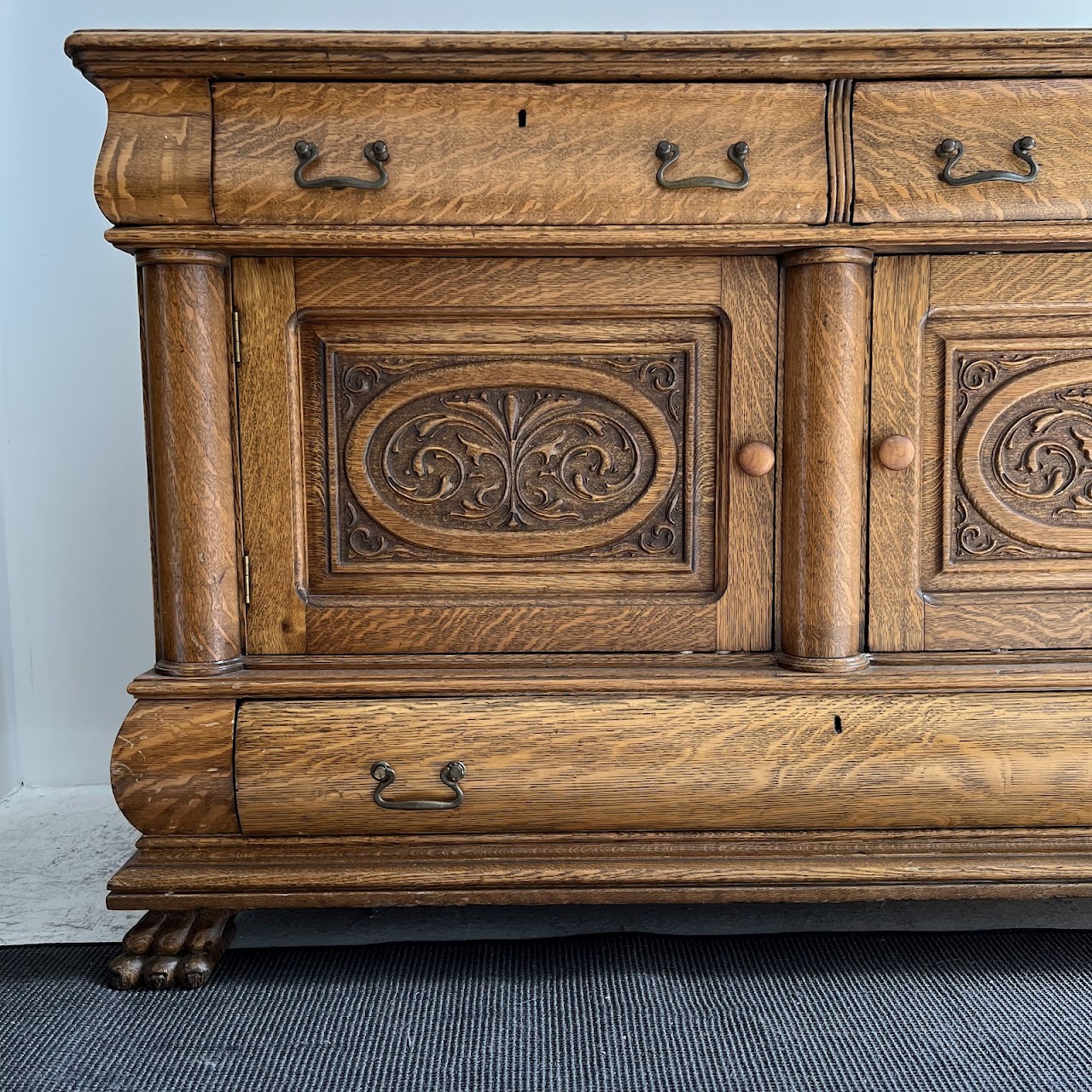 American Tiger Oak Antique Sideboard Server