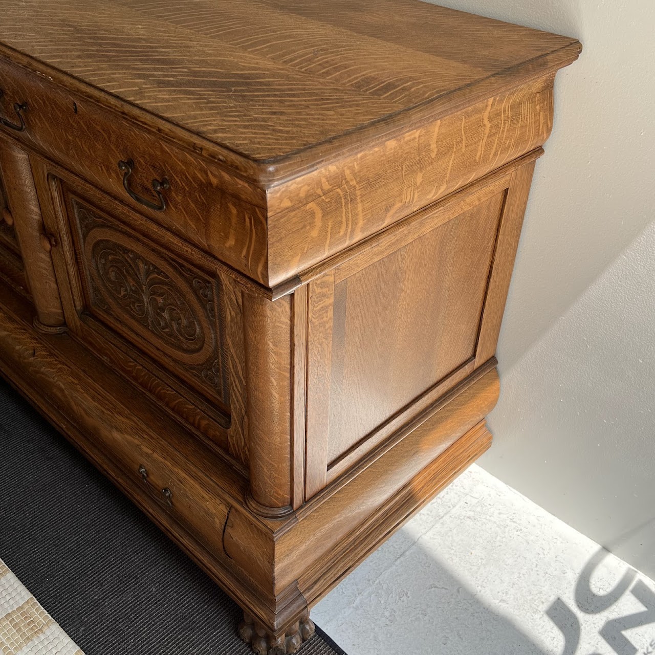 American Tiger Oak Antique Sideboard Server