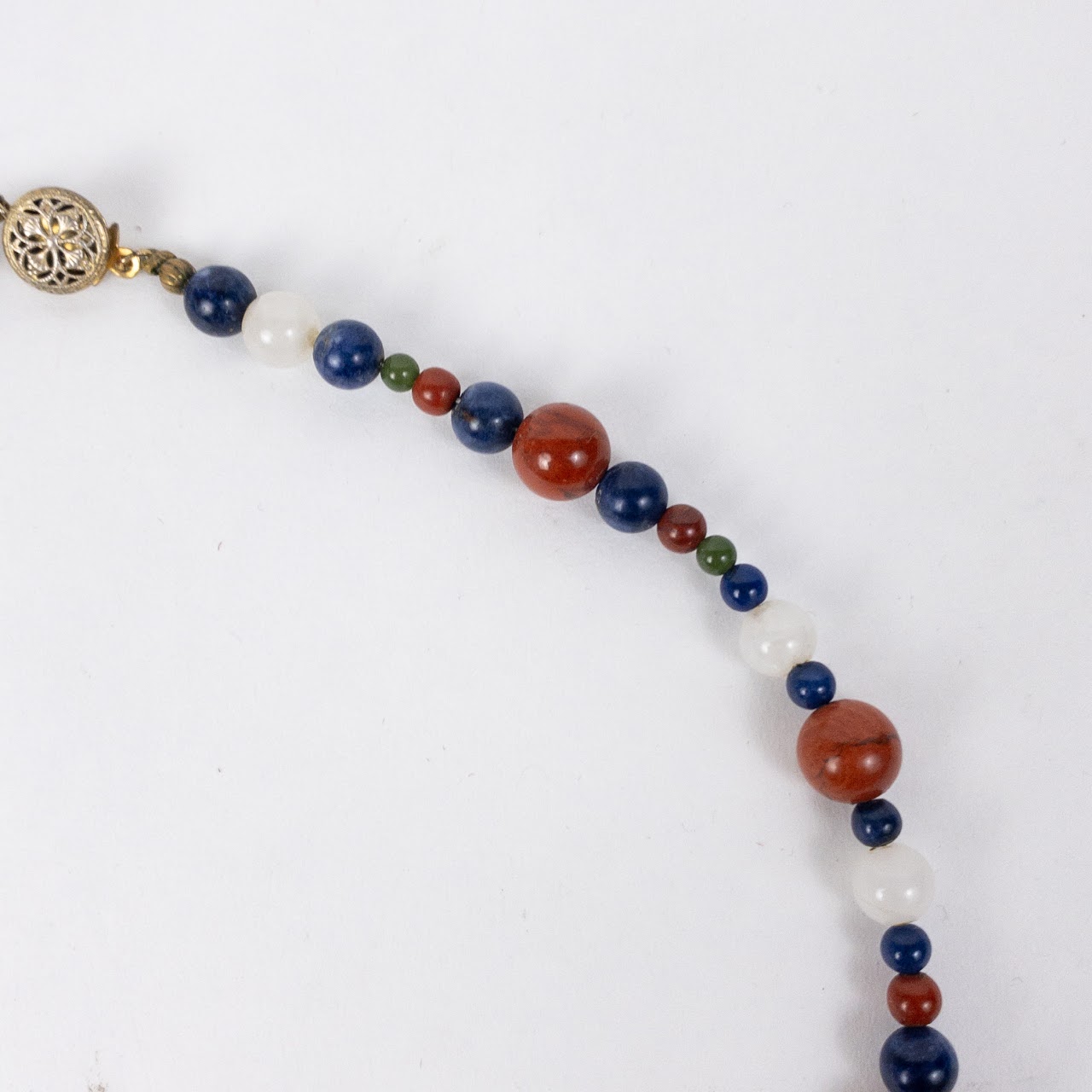 Lapis Lazuli, Carnelian, & Moonstone Cloisonné Pendant Necklace