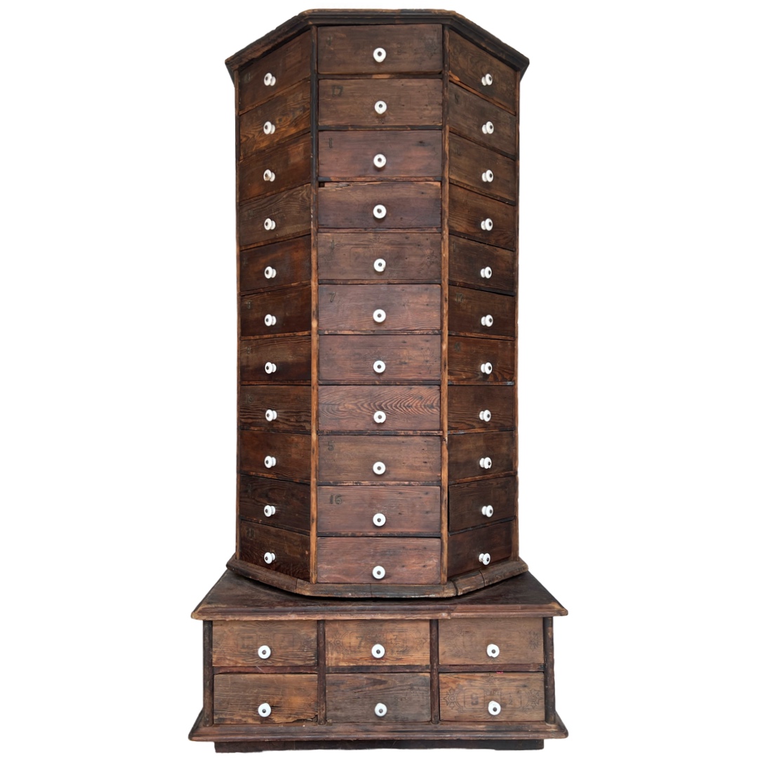 Late 19th C. American Pine 100-Drawer Storage Cabinet