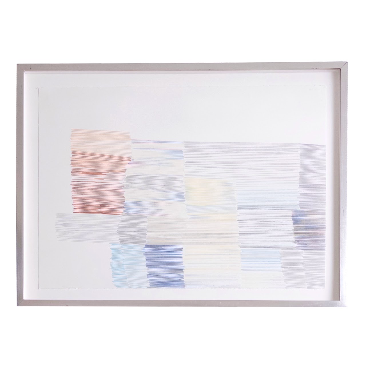 Anne Seidman Signed Graphite and Colored Pencil Abstract Line Drawing