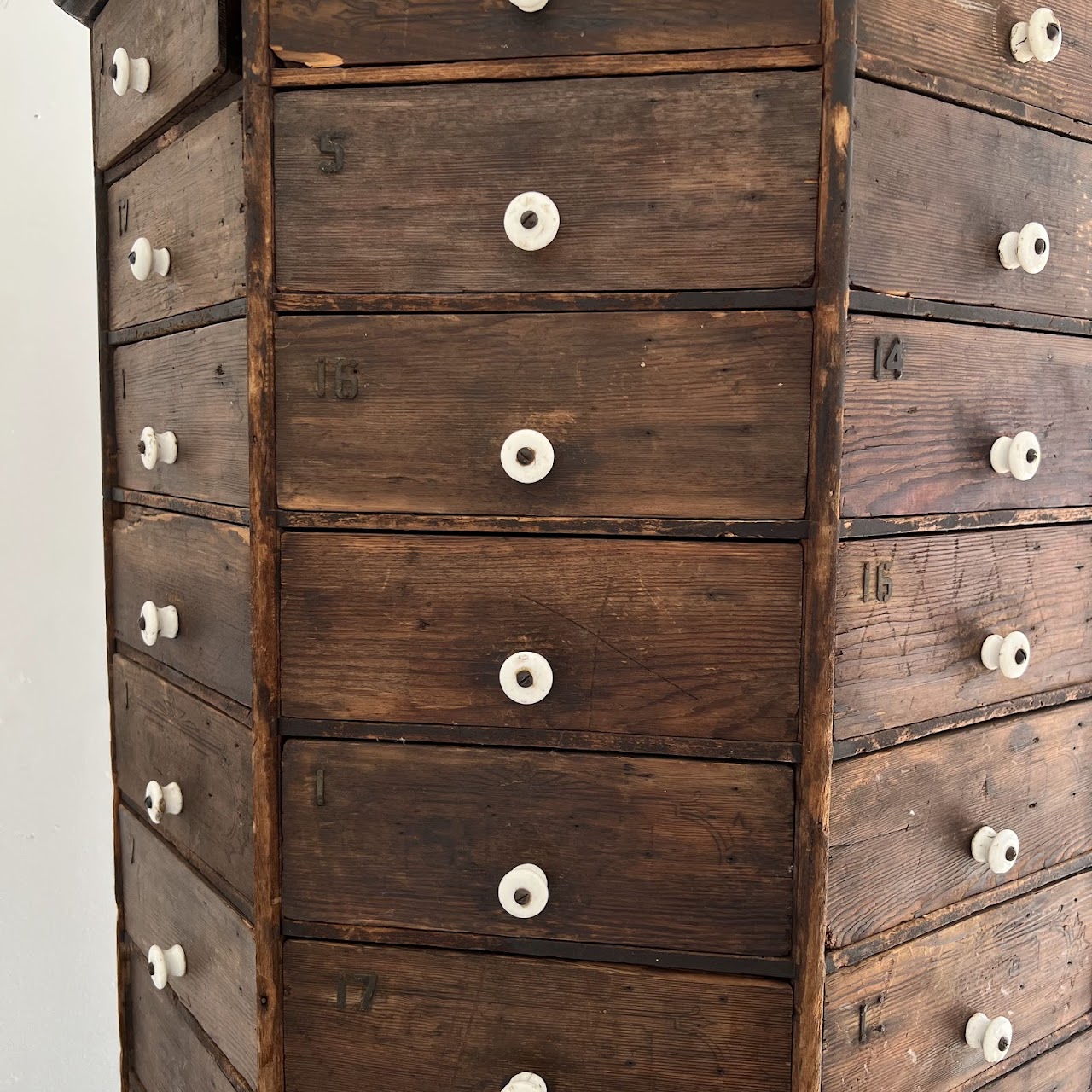 Late 19th C. American Pine 100-Drawer Storage Cabinet