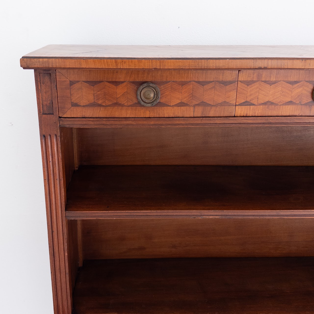 Marquetry Inlaid Walnut Bookcase