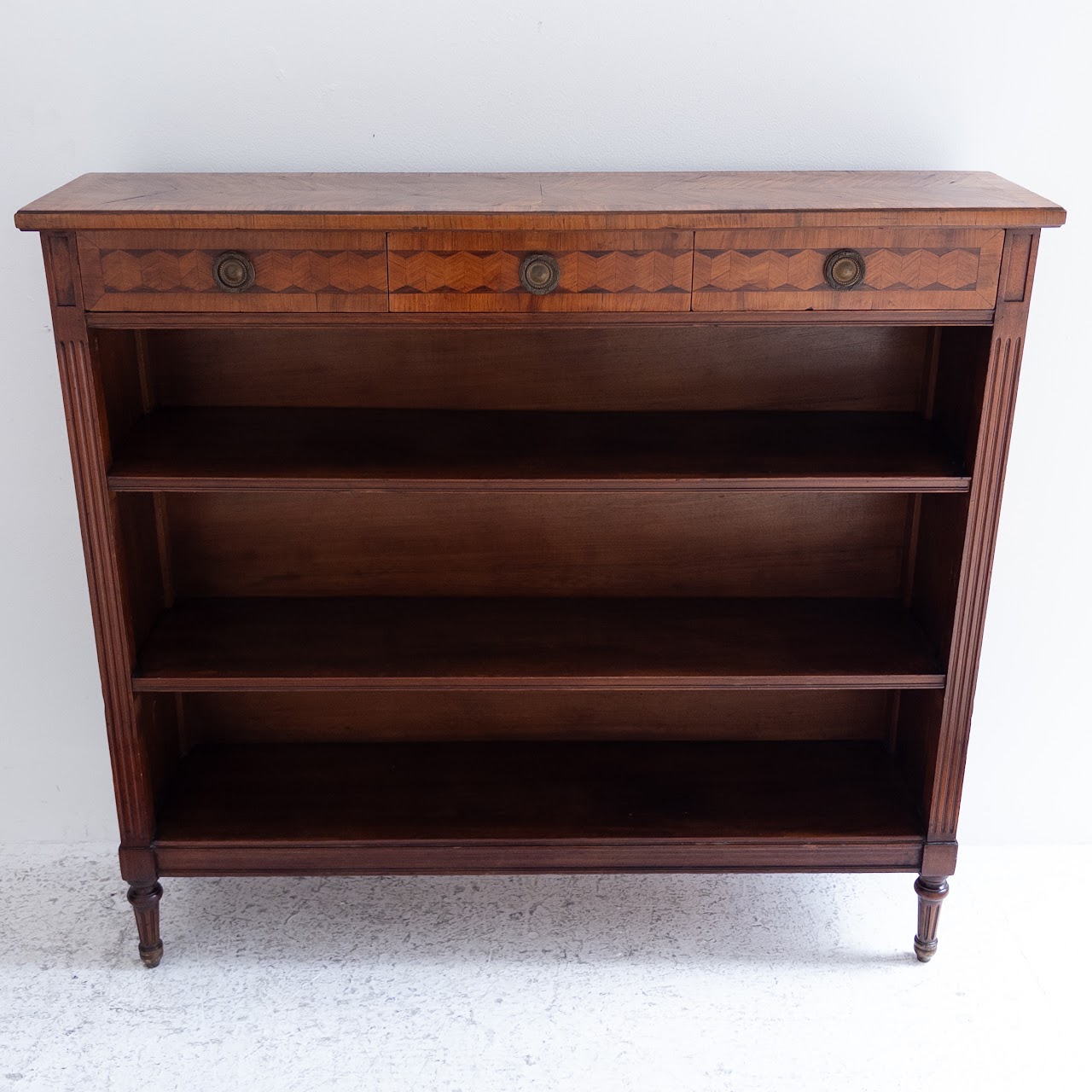 Marquetry Inlaid Walnut Bookcase