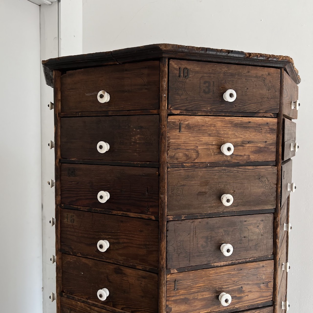 Late 19th C. American Pine 100-Drawer Storage Cabinet