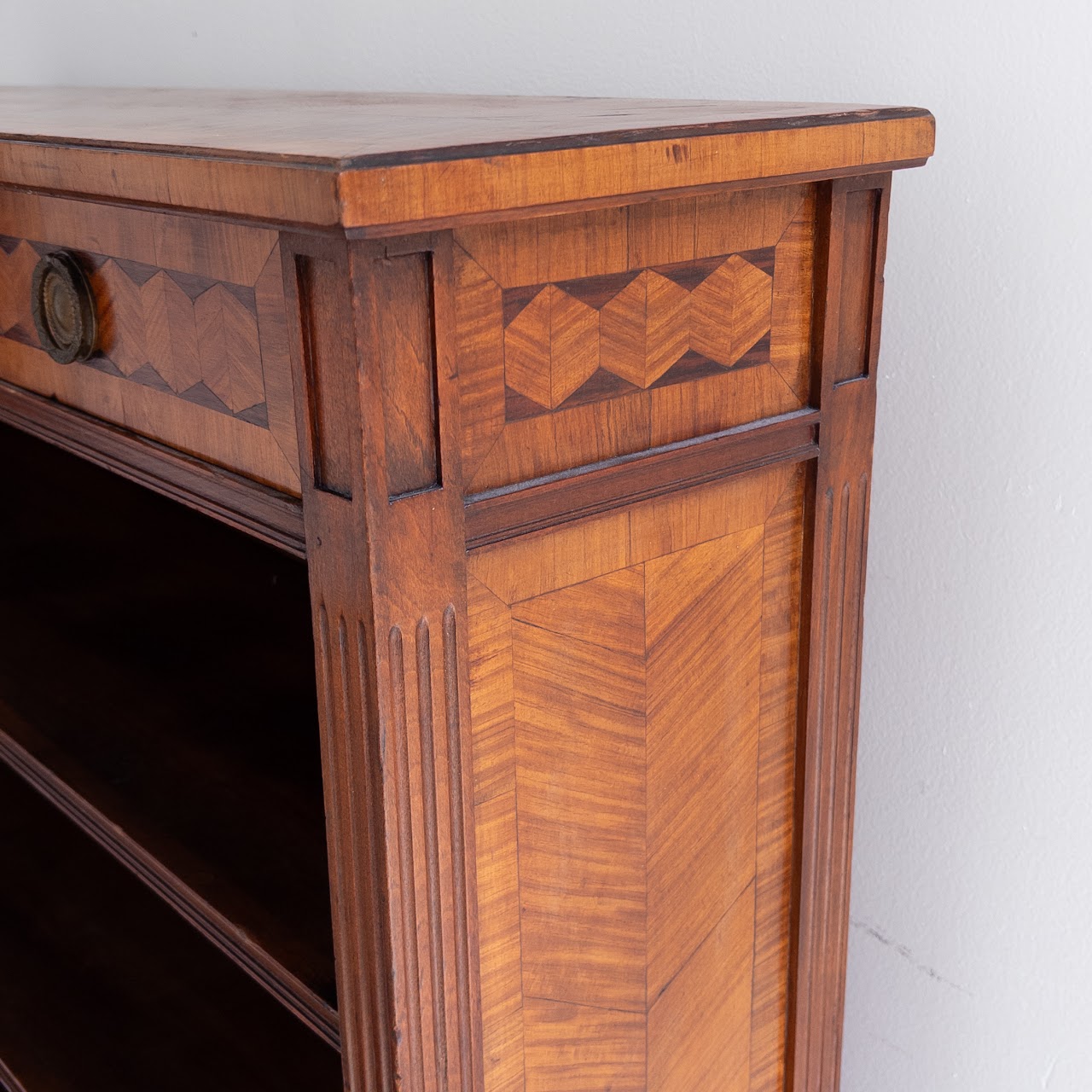 Marquetry Inlaid Walnut Bookcase