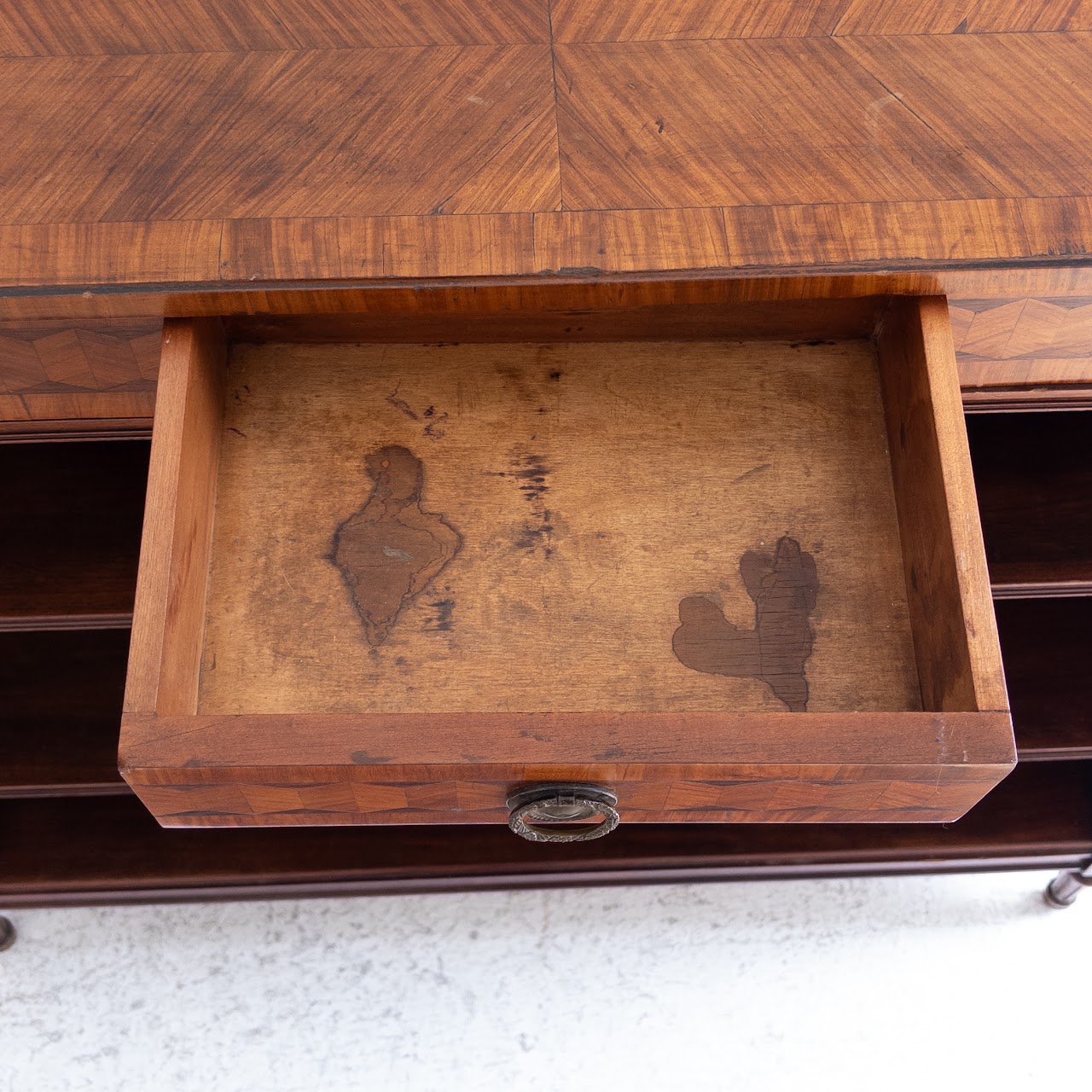 Marquetry Inlaid Walnut Bookcase