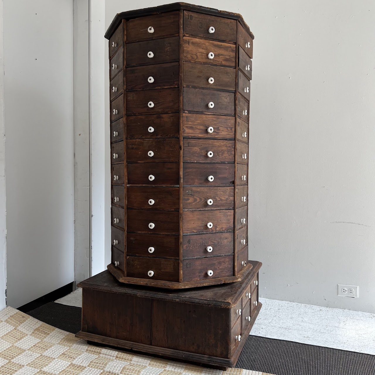 Late 19th C. American Pine 100-Drawer Storage Cabinet