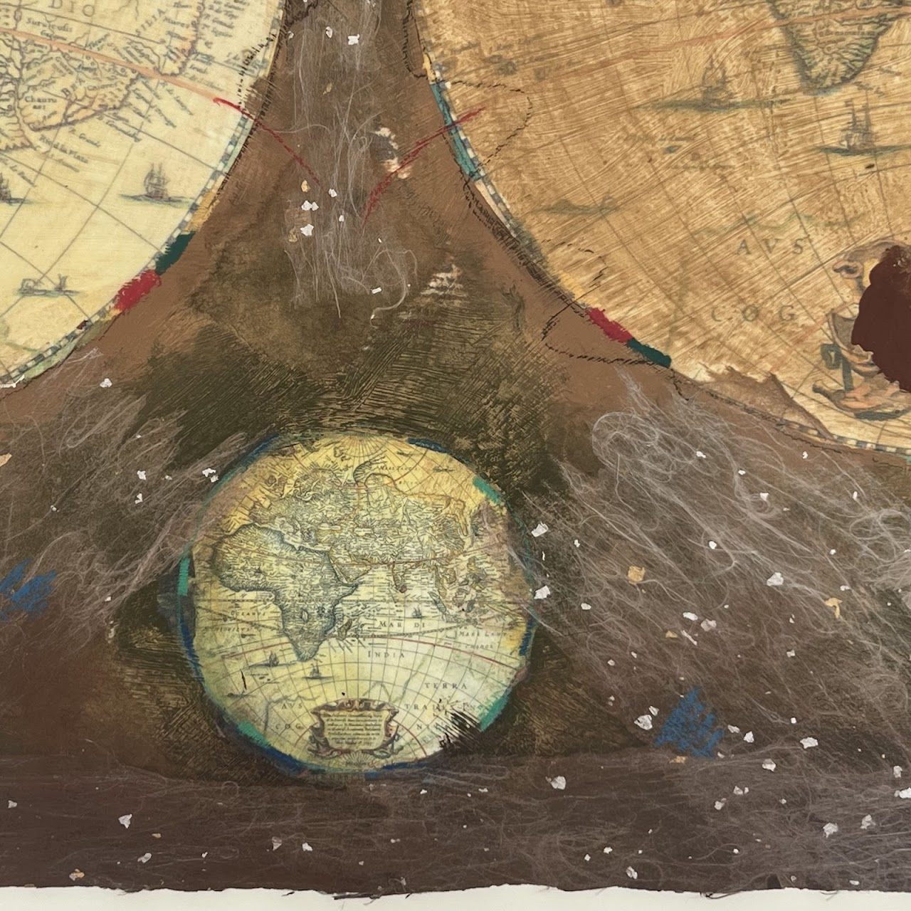 Starlie Sokol Hohne Signed Mixed Media Map Painting