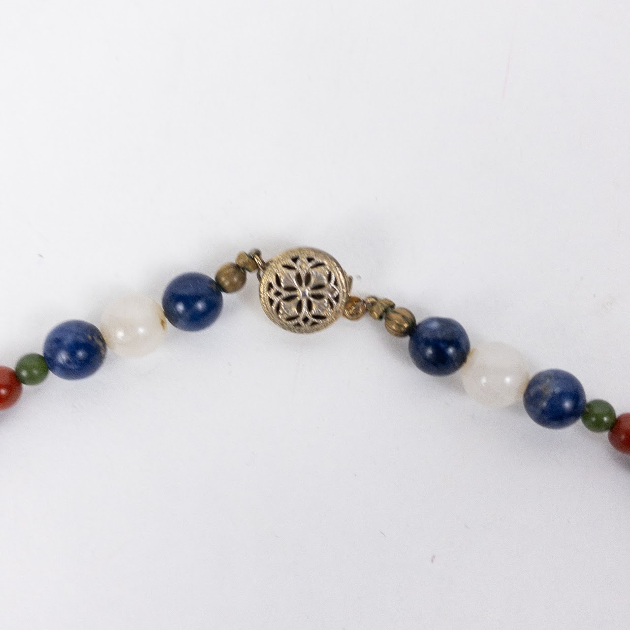 Lapis Lazuli, Carnelian, & Moonstone Cloisonné Pendant Necklace