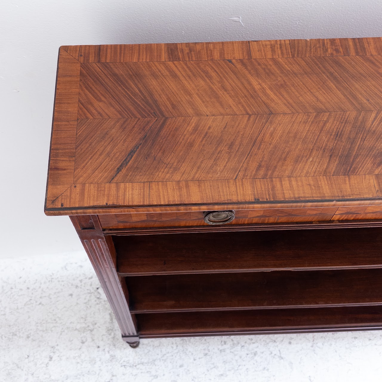 Marquetry Inlaid Walnut Bookcase