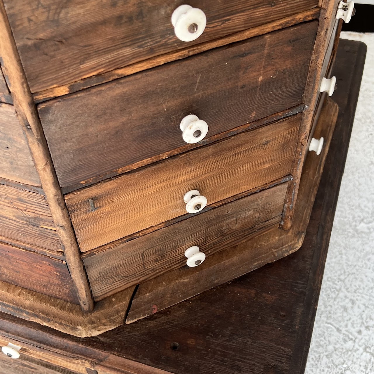 Late 19th C. American Pine 100-Drawer Storage Cabinet