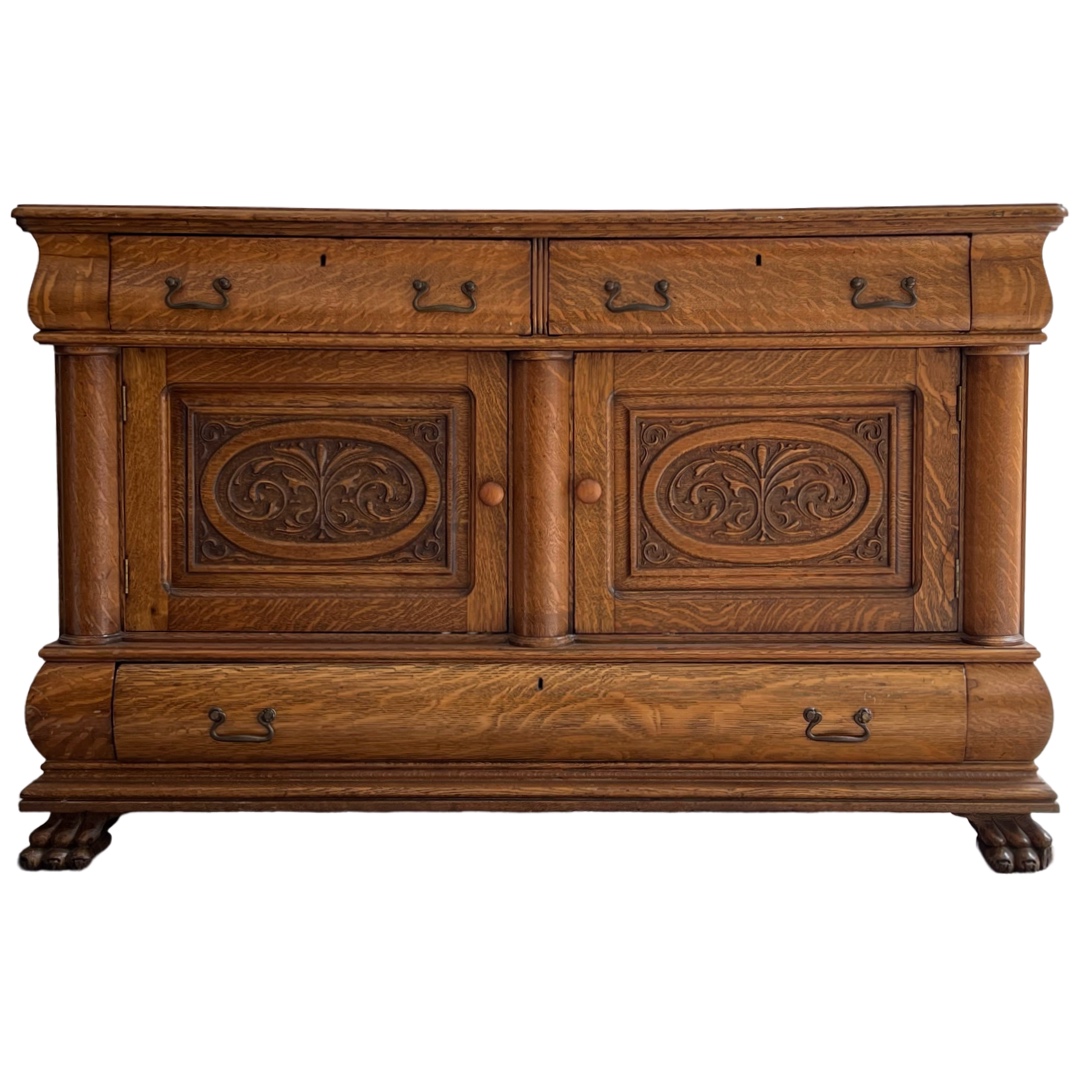 American Tiger Oak Antique Sideboard Server