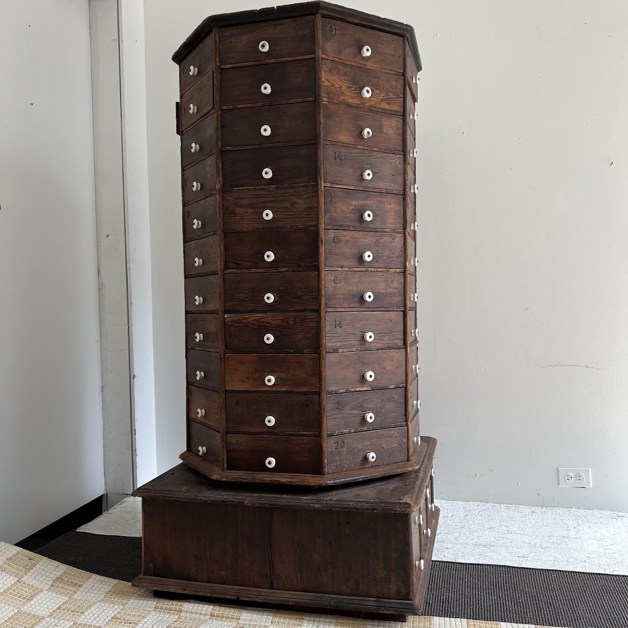 Late 19th C. American Pine 100-Drawer Storage Cabinet