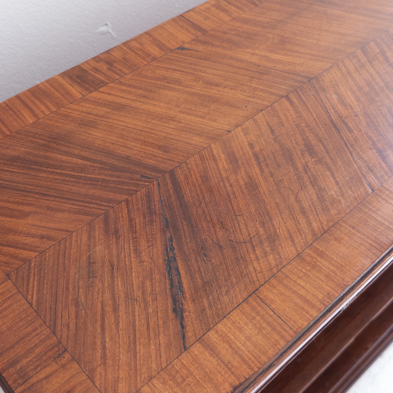 Marquetry Inlaid Walnut Bookcase