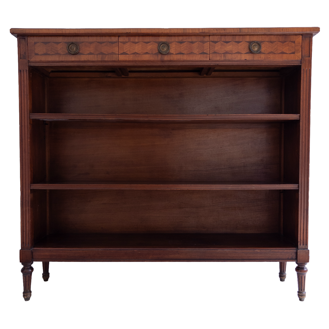 Marquetry Inlaid Walnut Bookcase