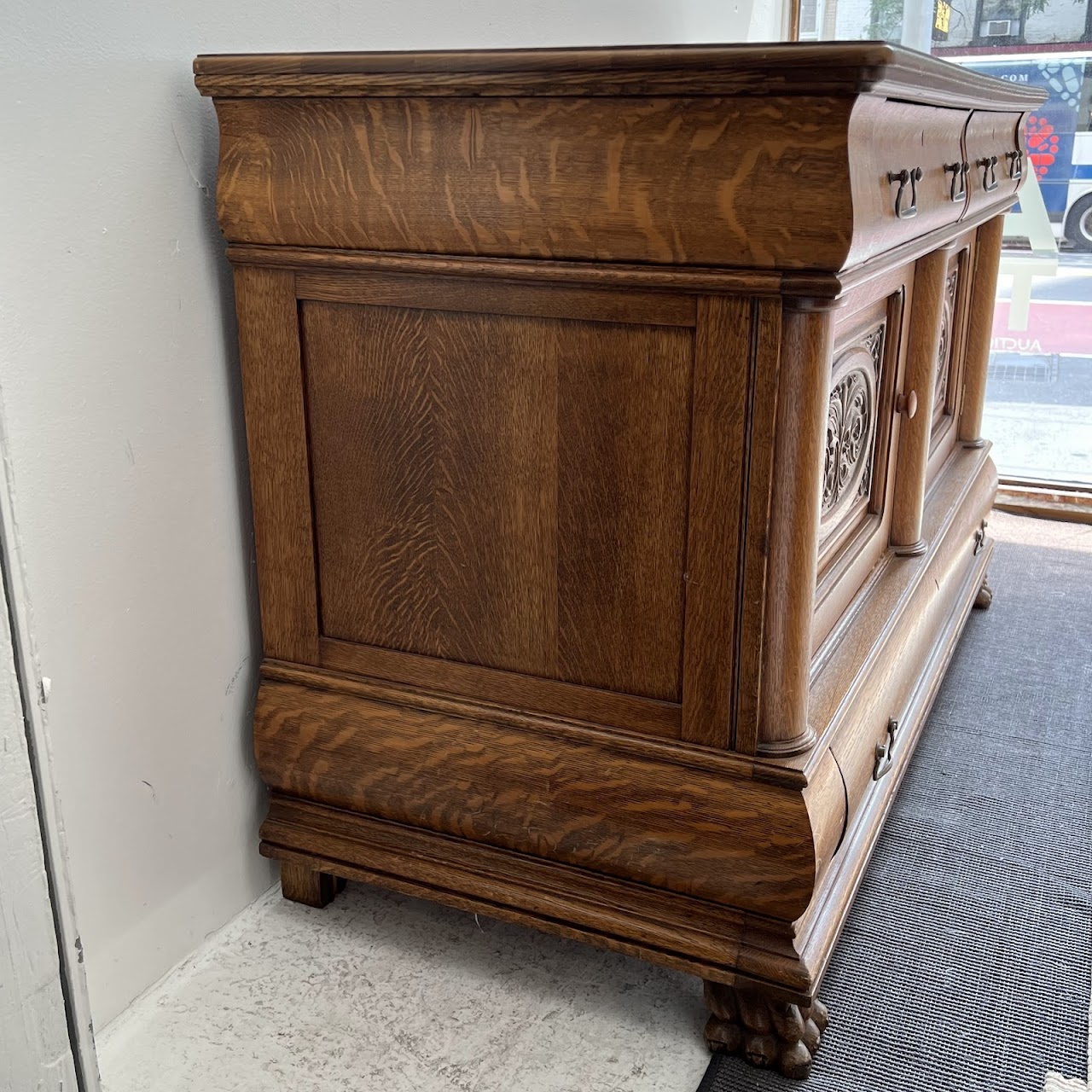 American Tiger Oak Antique Sideboard Server