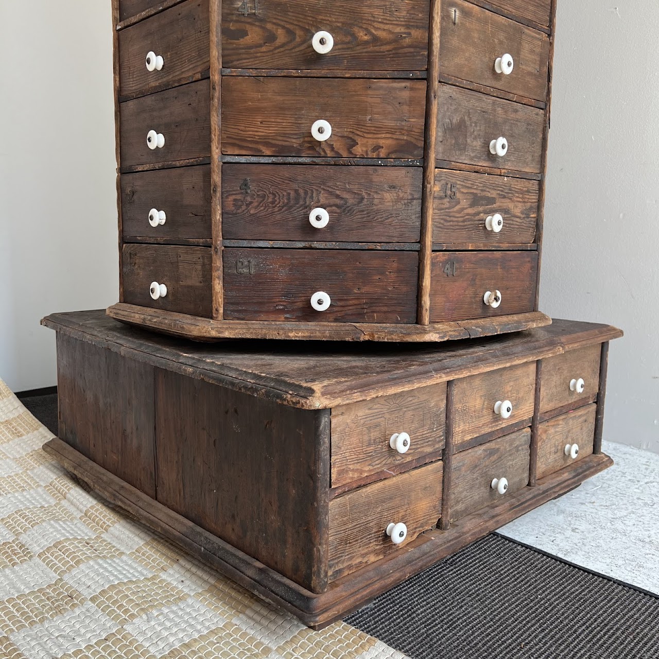 Late 19th C. American Pine 100-Drawer Storage Cabinet