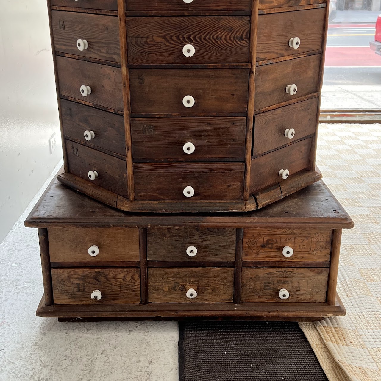 Late 19th C. American Pine 100-Drawer Storage Cabinet