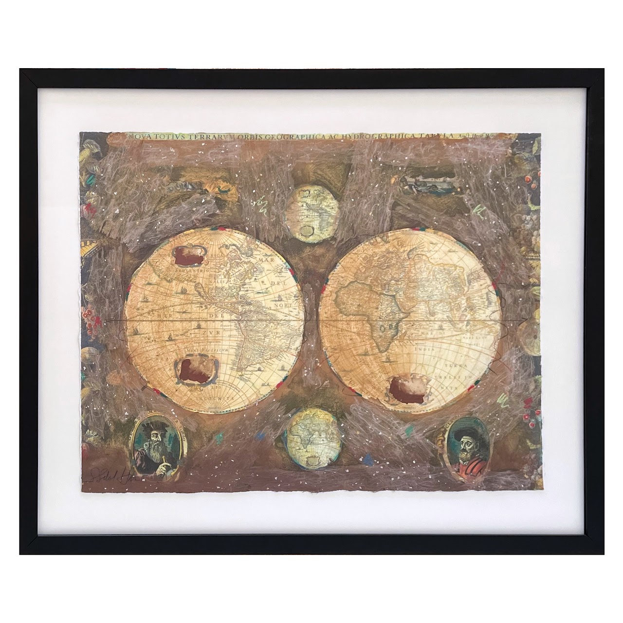 Starlie Sokol Hohne Signed Mixed Media Map Painting