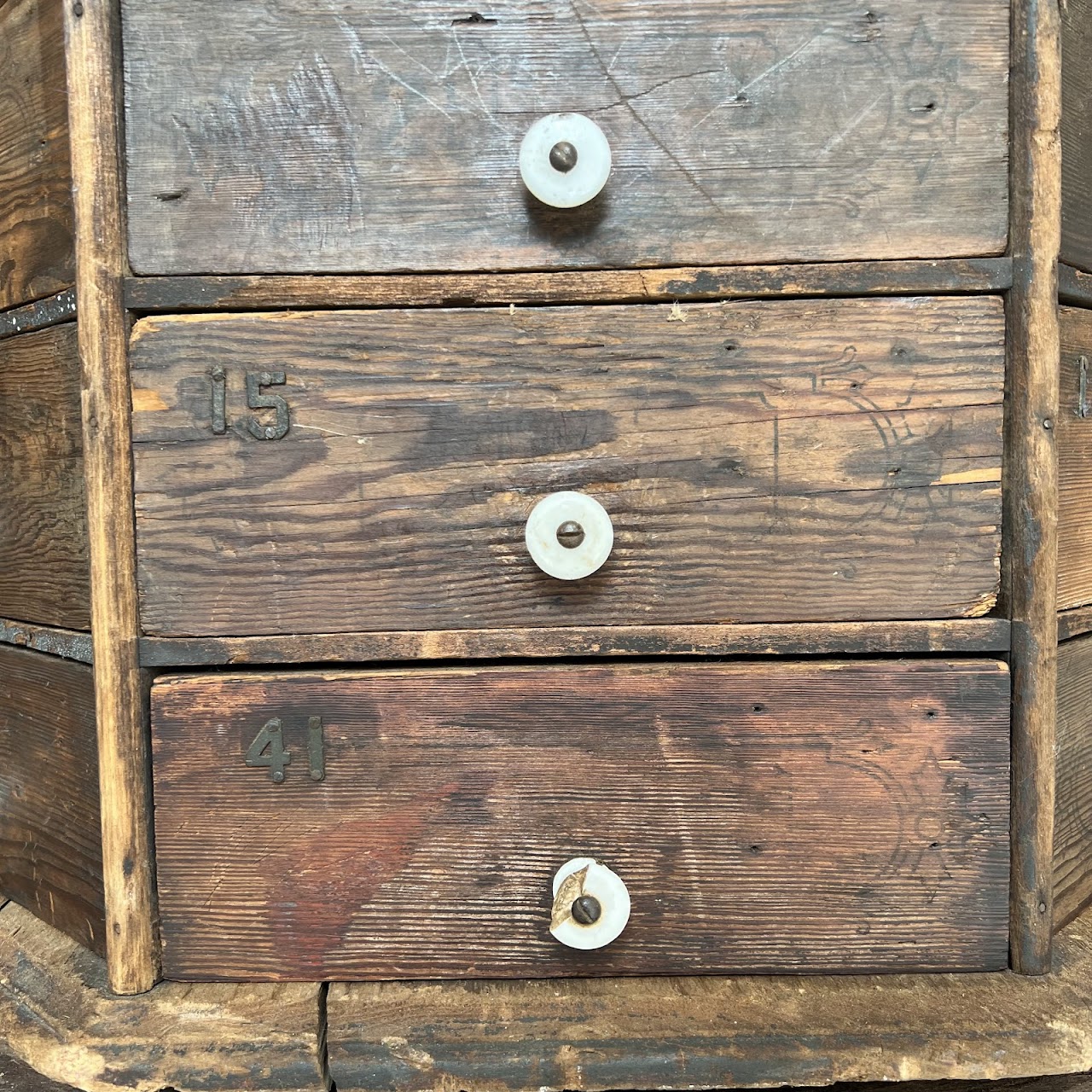 Late 19th C. American Pine 100-Drawer Storage Cabinet