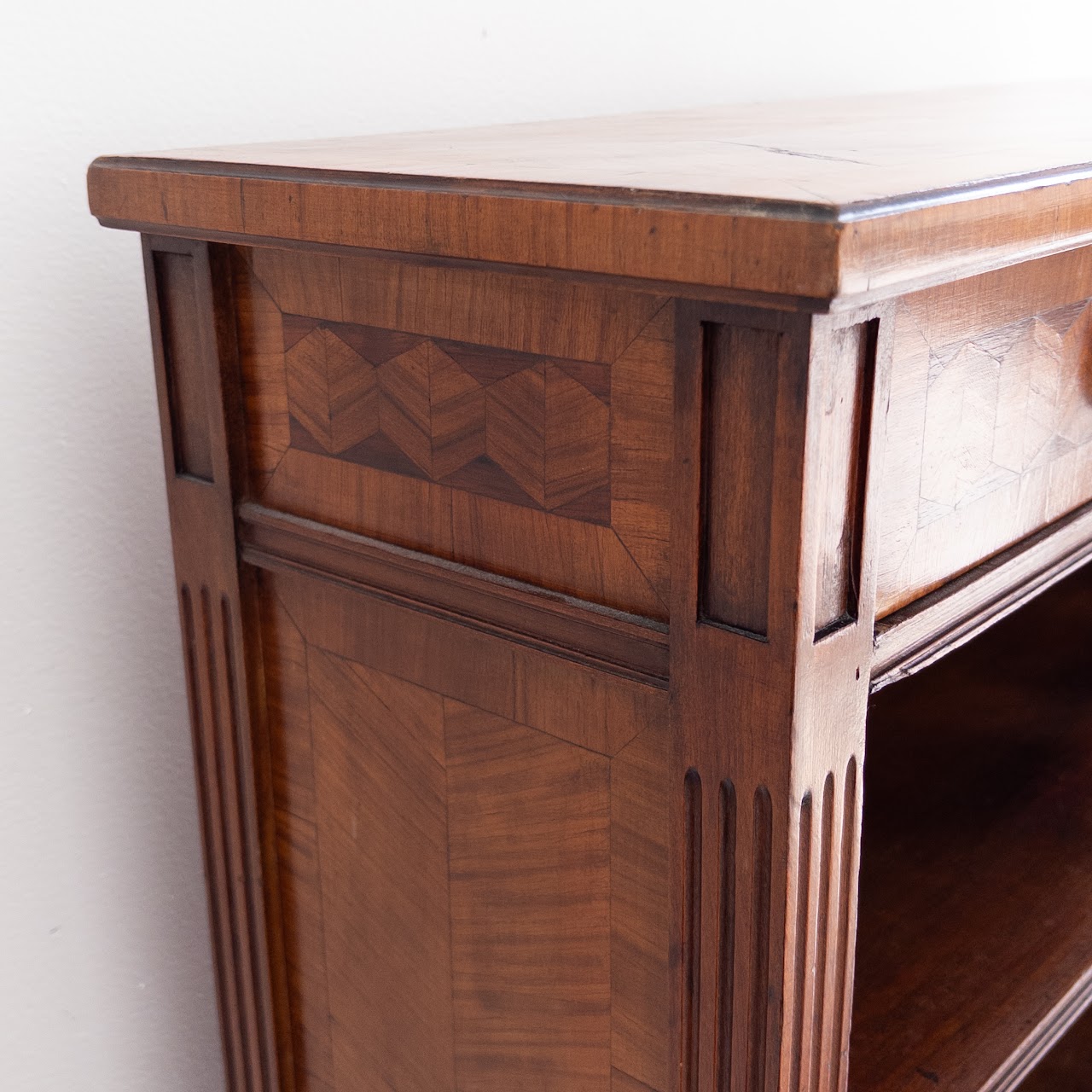 Marquetry Inlaid Walnut Bookcase