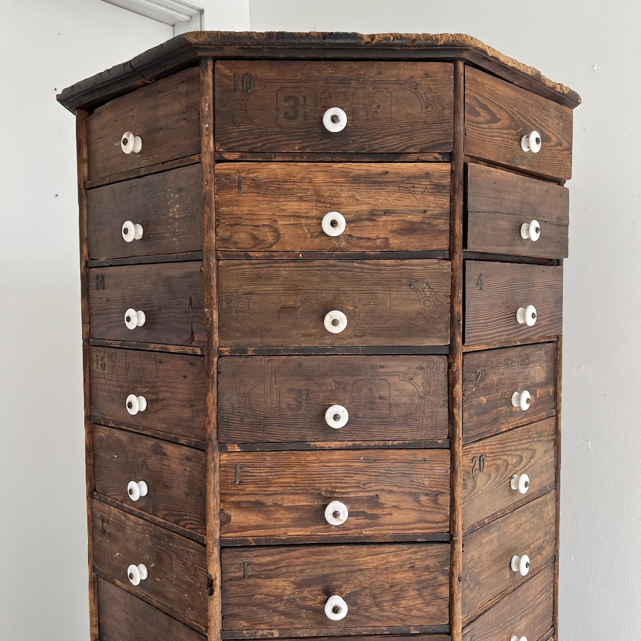 Late 19th C. American Pine 100-Drawer Storage Cabinet