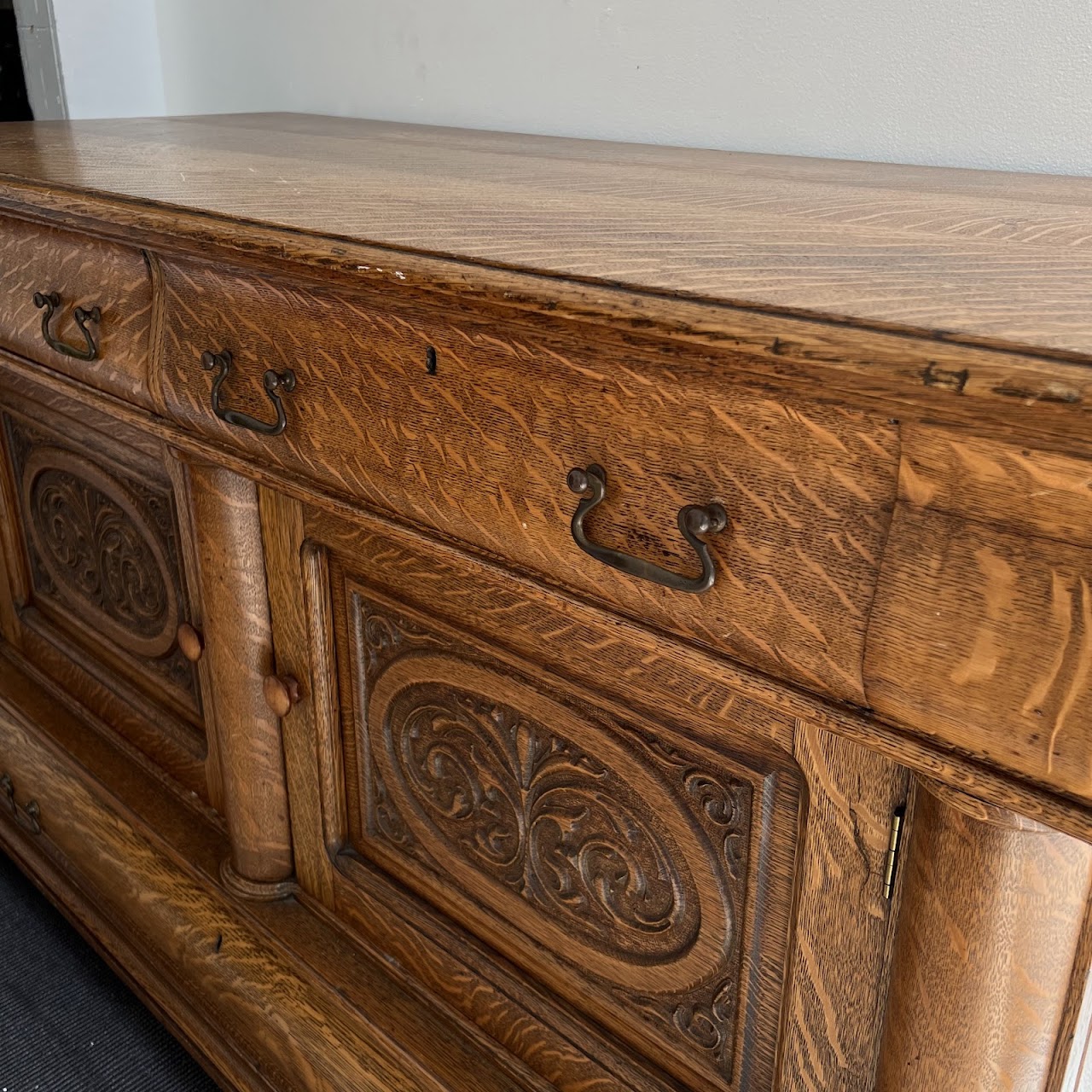 American Tiger Oak Antique Sideboard Server