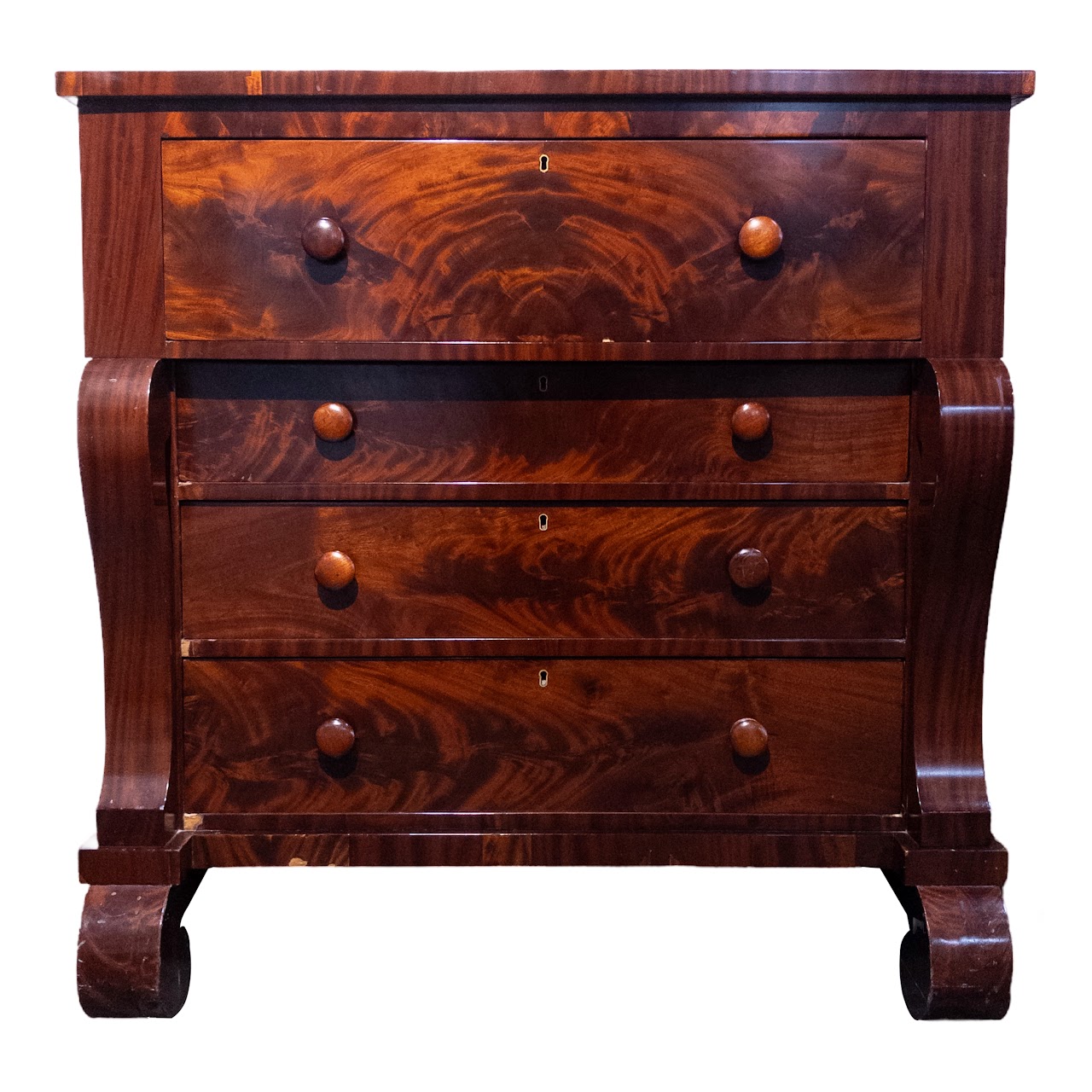 Empire Flame Mahogany Four Drawer Dresser