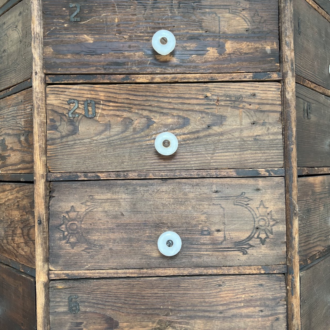 Late 19th C. American Pine 100-Drawer Storage Cabinet