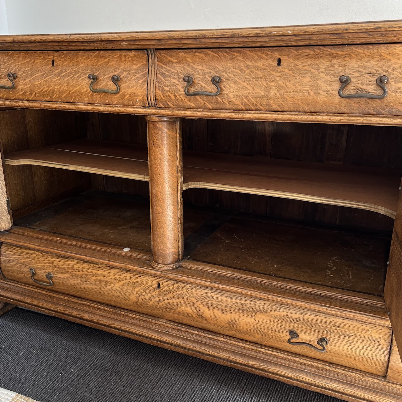 American Tiger Oak Antique Sideboard Server