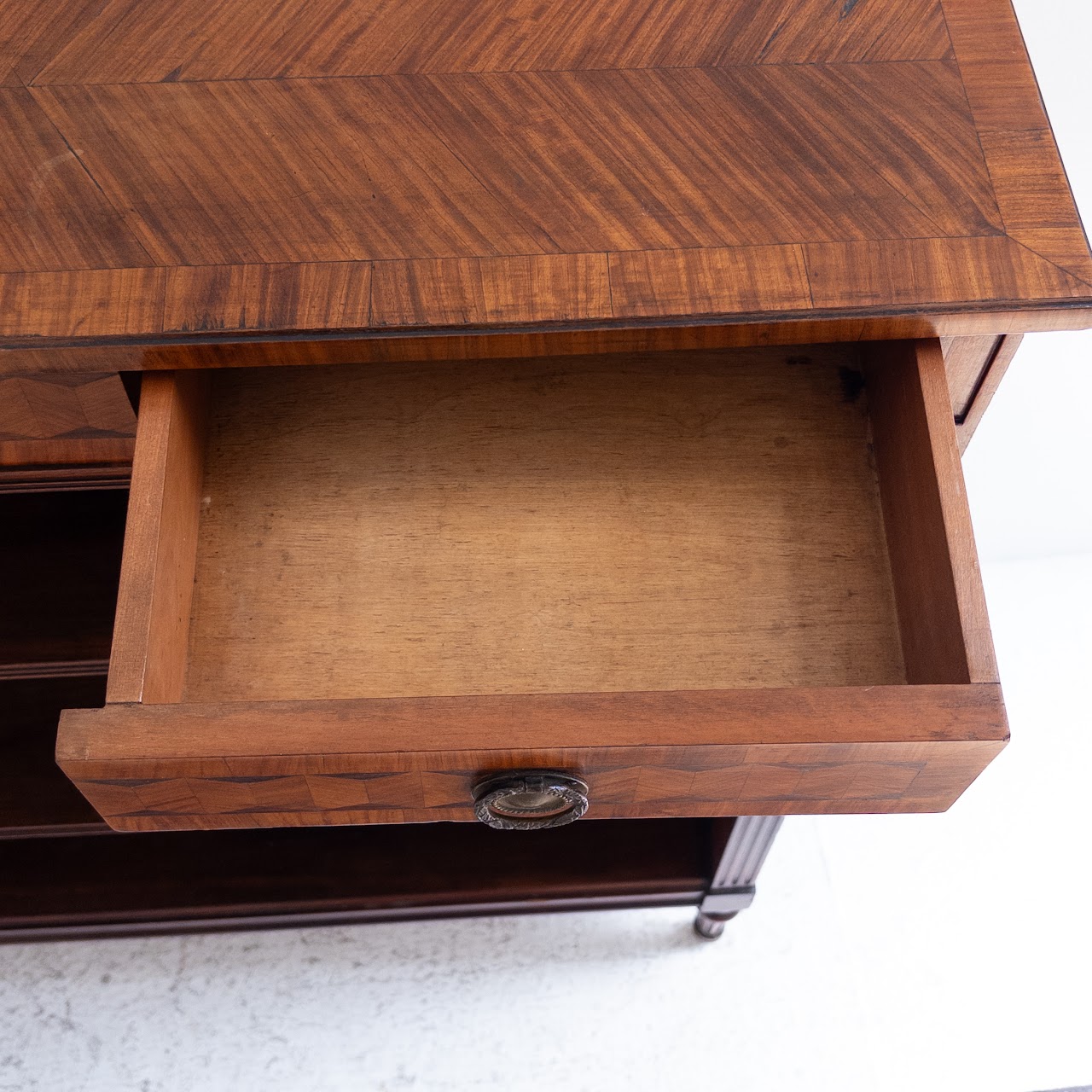 Marquetry Inlaid Walnut Bookcase