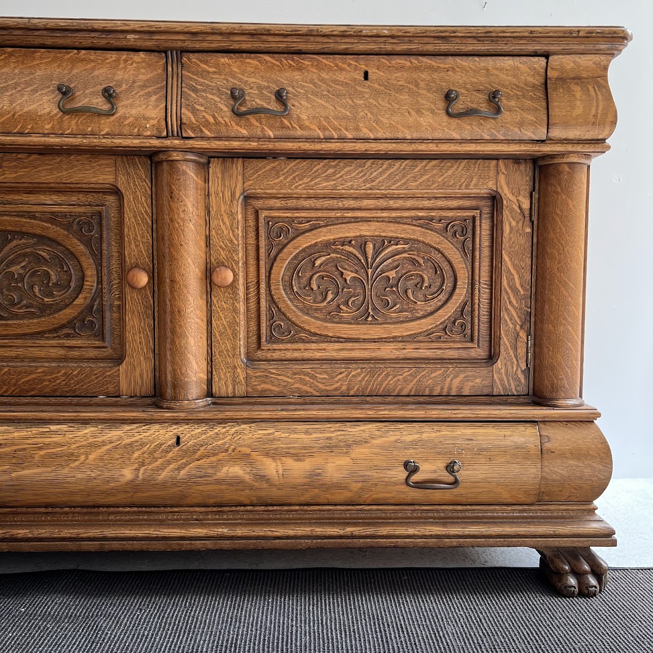 American Tiger Oak Antique Sideboard Server