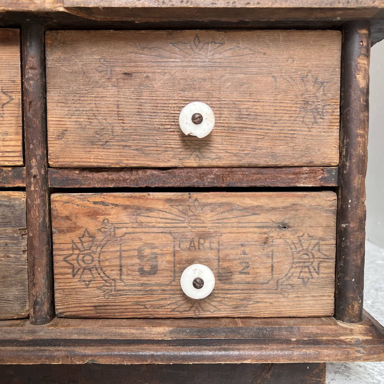 Late 19th C. American Pine 100-Drawer Storage Cabinet