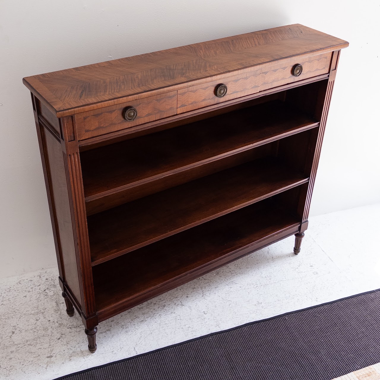 Marquetry Inlaid Walnut Bookcase