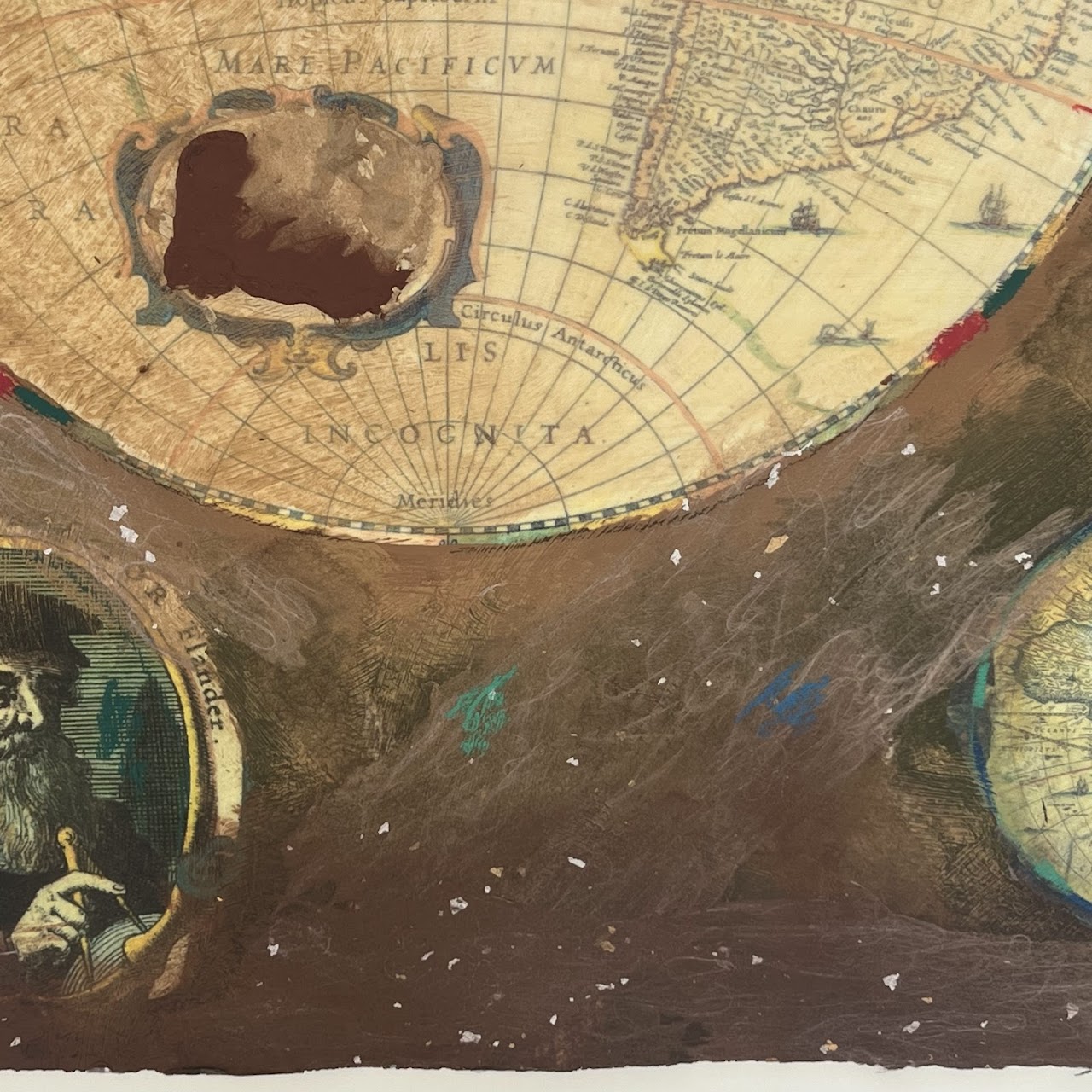 Starlie Sokol Hohne Signed Mixed Media Map Painting