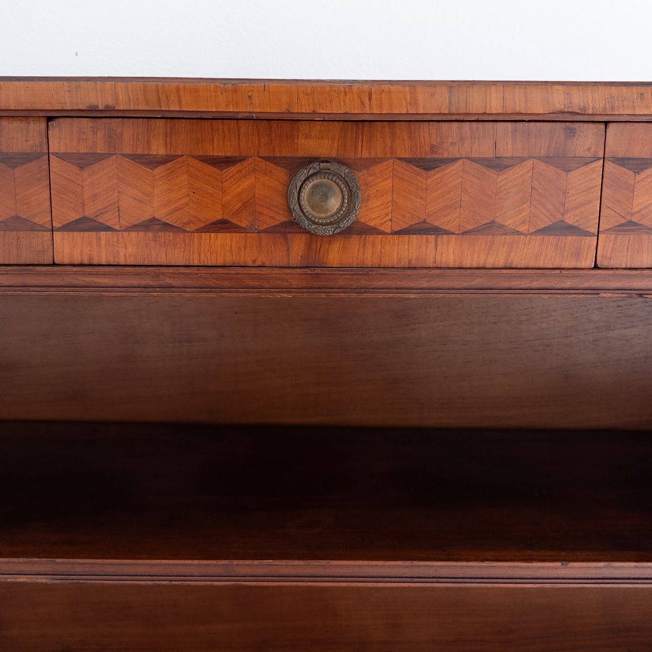 Marquetry Inlaid Walnut Bookcase