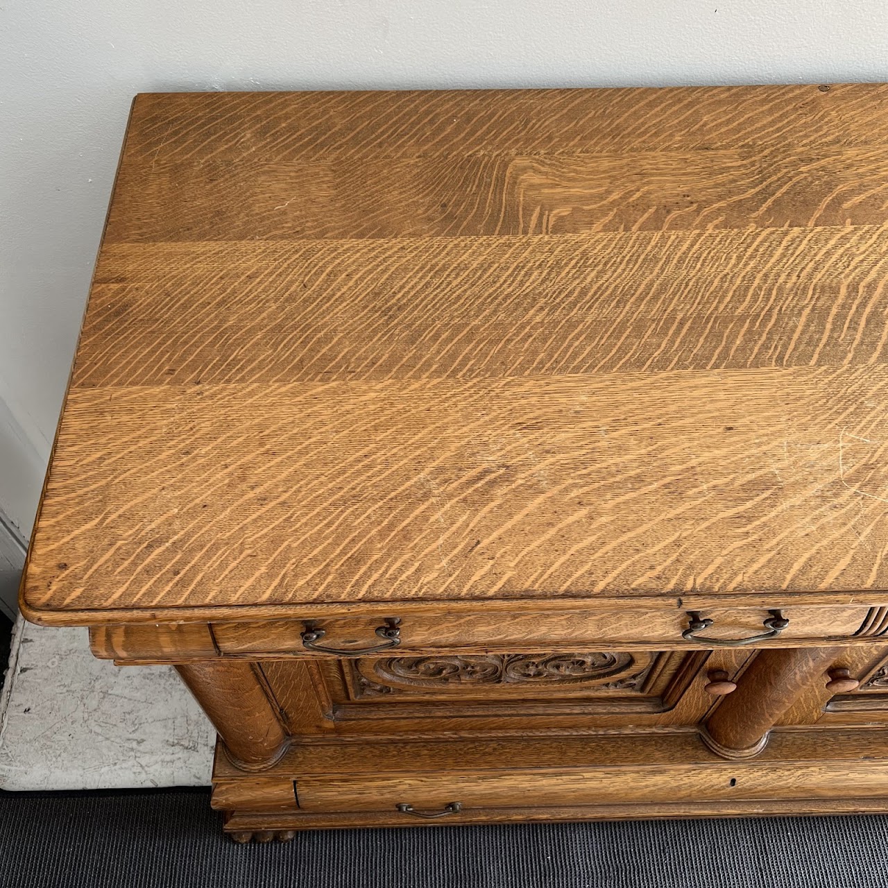 American Tiger Oak Antique Sideboard Server