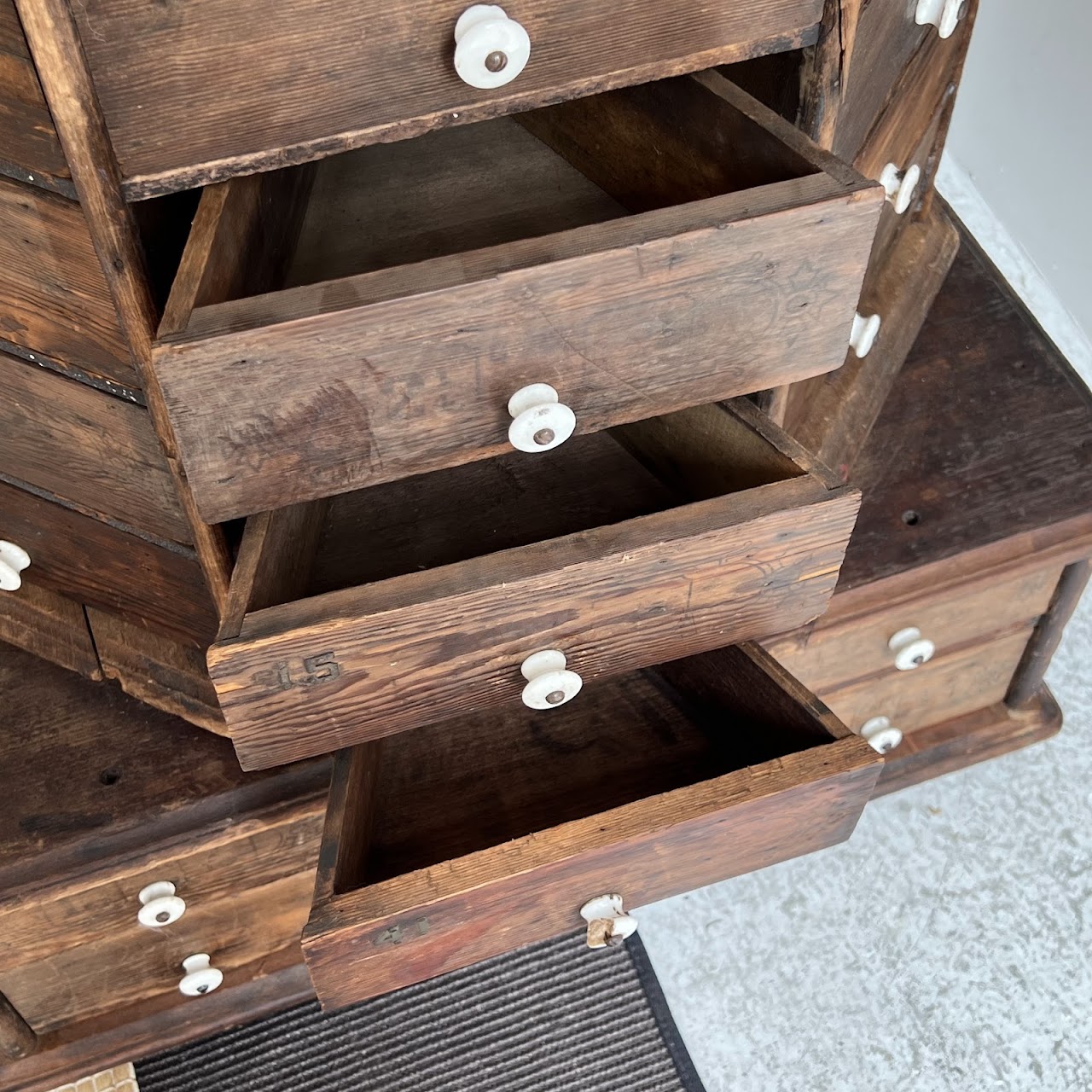 Late 19th C. American Pine 100-Drawer Storage Cabinet