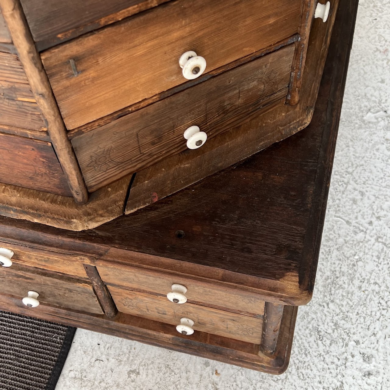 Late 19th C. American Pine 100-Drawer Storage Cabinet