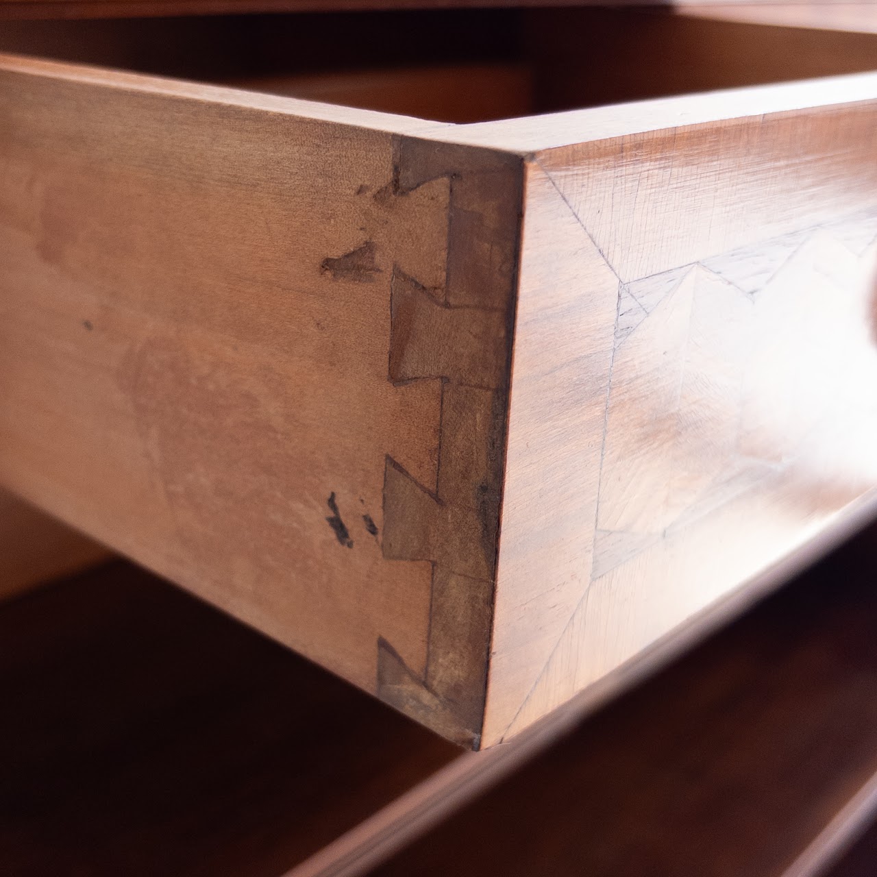 Marquetry Inlaid Walnut Bookcase