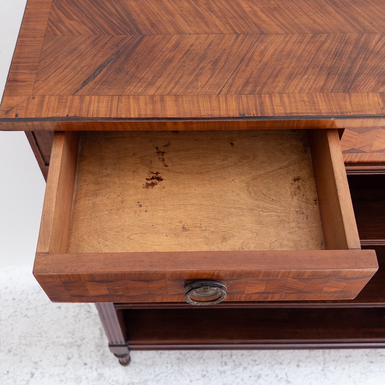 Marquetry Inlaid Walnut Bookcase