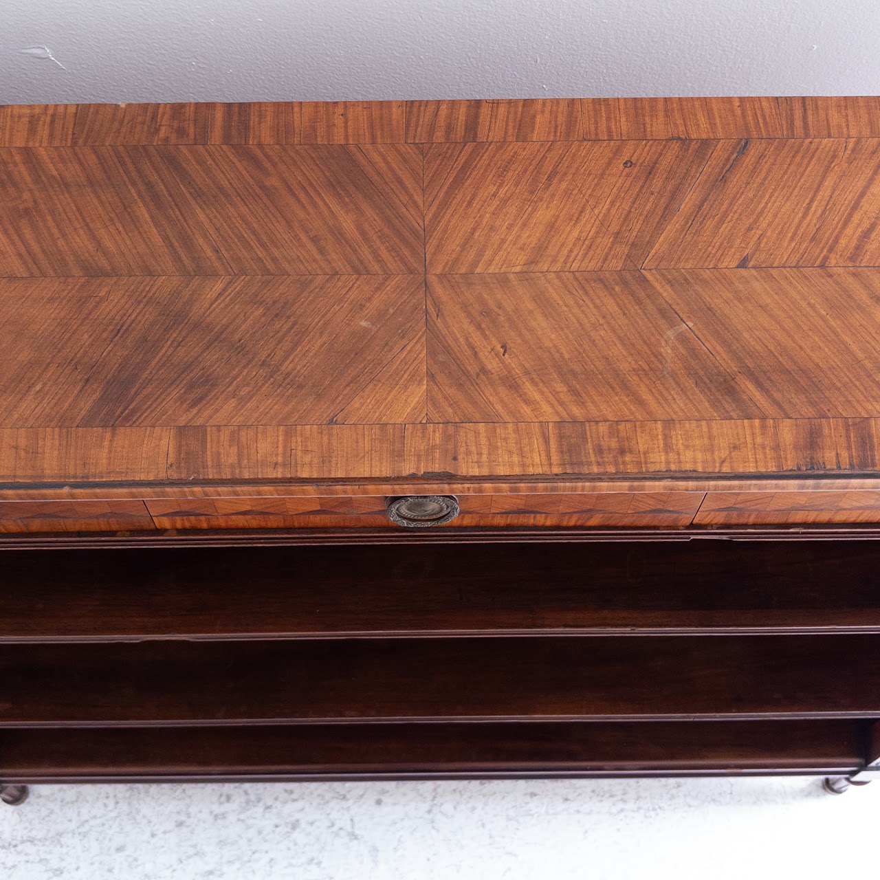 Marquetry Inlaid Walnut Bookcase