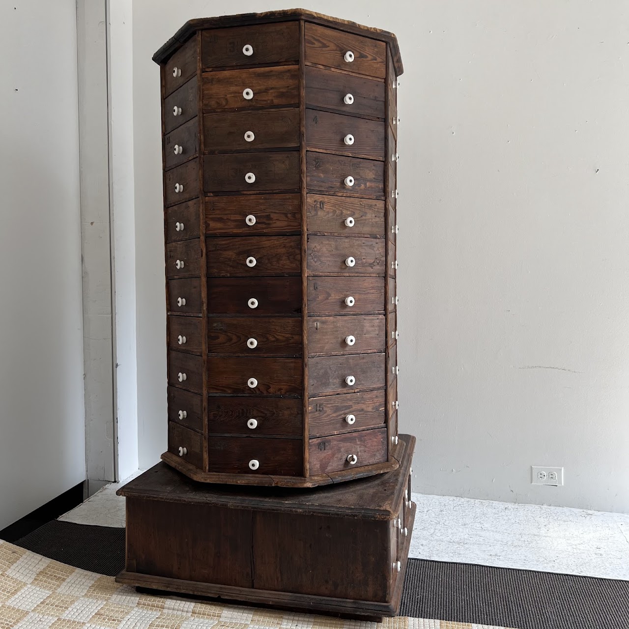 Late 19th C. American Pine 100-Drawer Storage Cabinet