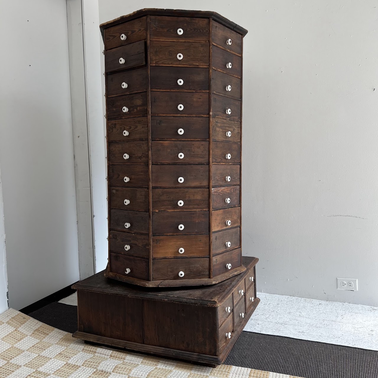 Late 19th C. American Pine 100-Drawer Storage Cabinet