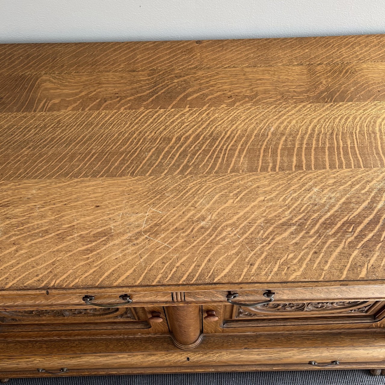 American Tiger Oak Antique Sideboard Server