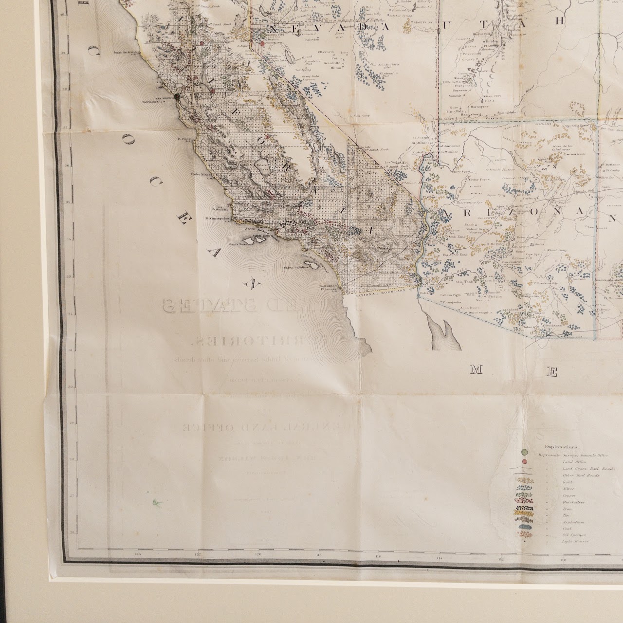 1866 Map of the United States and Territories, US General Land Office