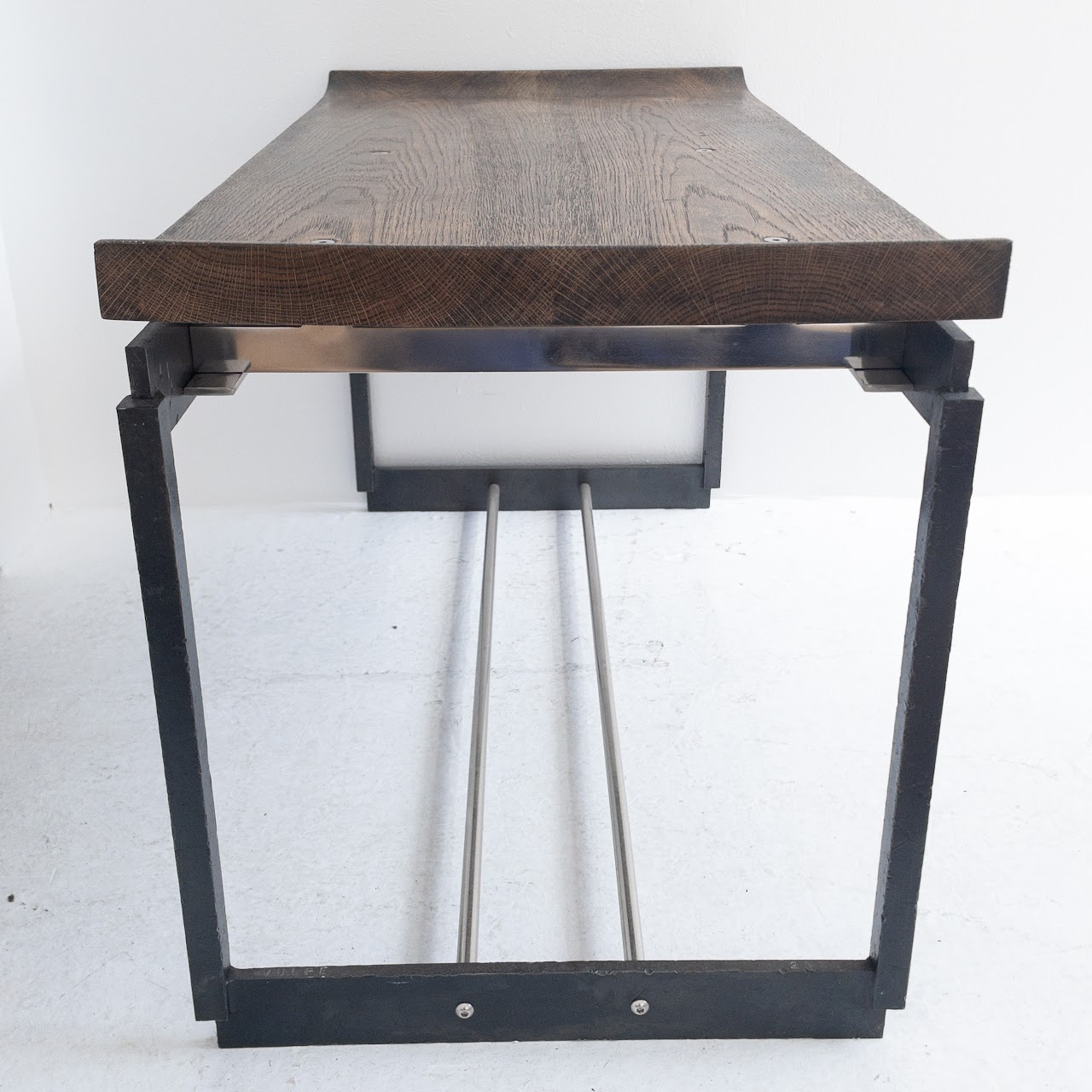 Oak and Iron Contemporary Industrial Bench