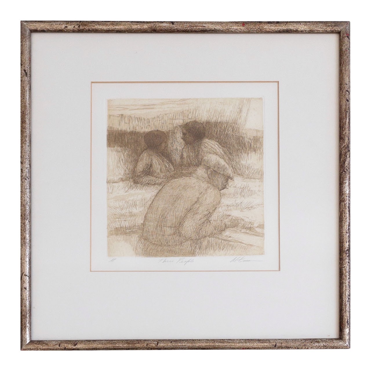 Harold Altman 'Three People' Signed Etching