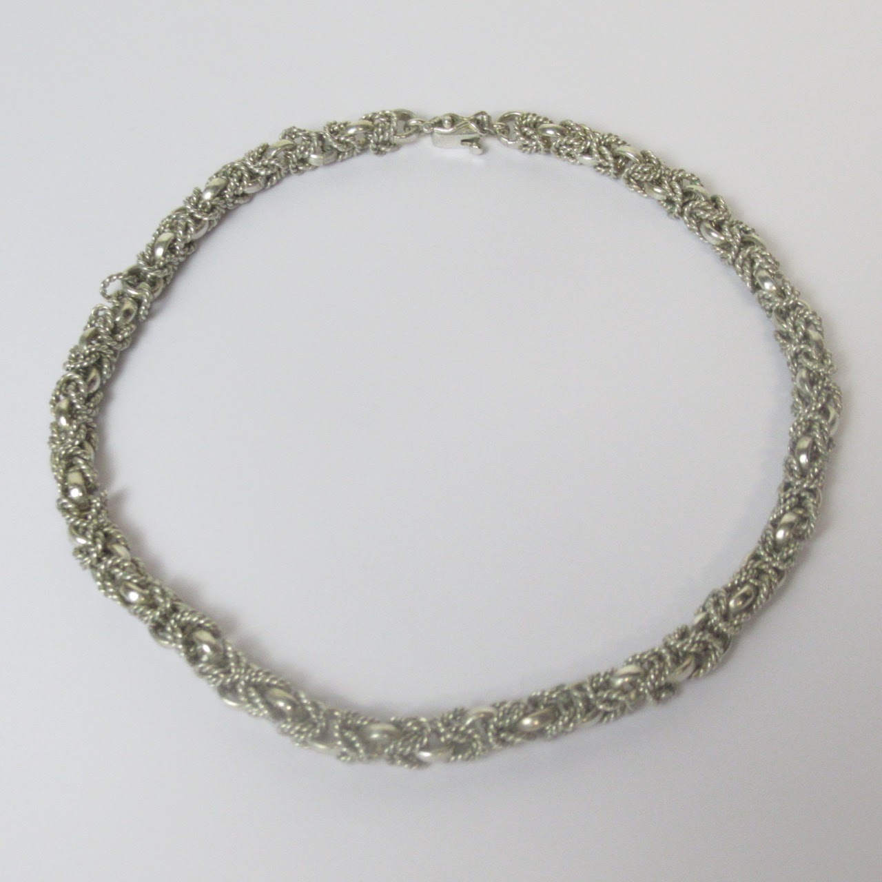 Sterling Silver Textured Link Necklace